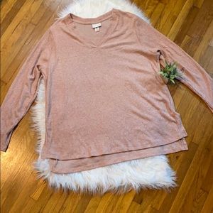 Ava & Viv Ribbed Long Sleeve V Neck